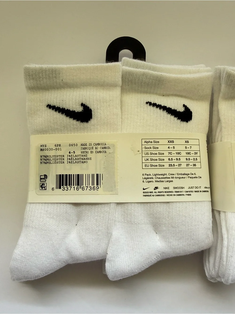 New Nike Toddler Little Kid Crew Socks 2 packs Size: 7c - 10c